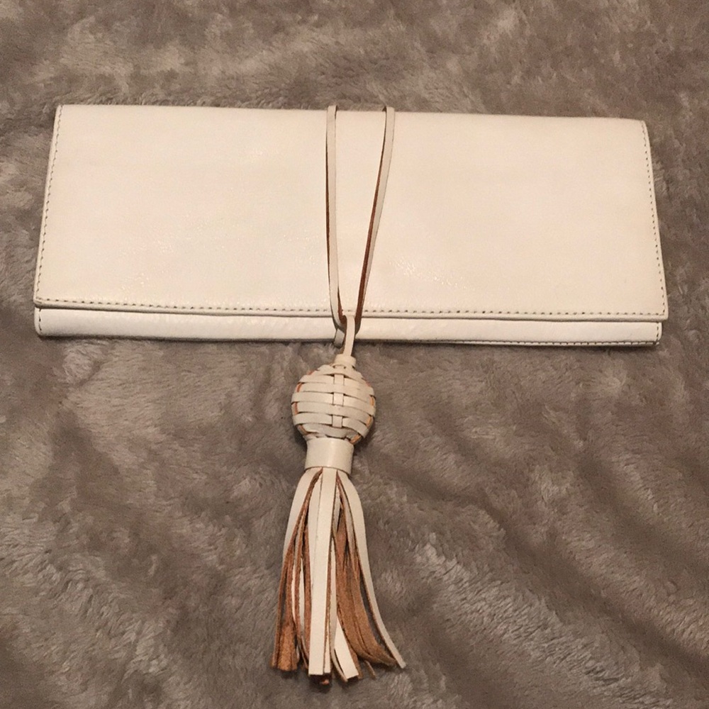 White genuine leather banana republic clutch SU